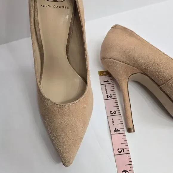 Kelsi Dagger Women’s Suede High Heel Pumps Size 6.5 Beige Nude Leather Shoes - Picture 11 of 11